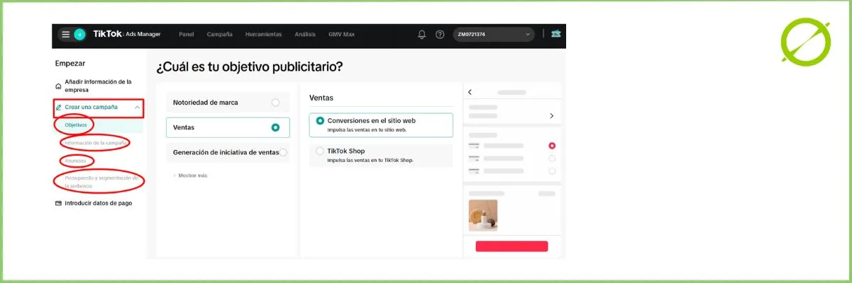 Campañas en Tiktok Ads Manager crear campaña | ZeroMoment