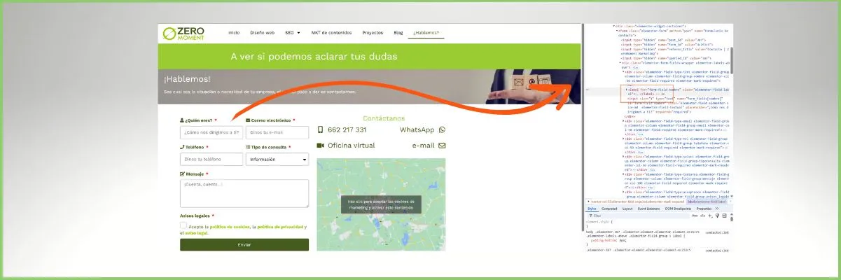 Etiquetas en formularios accesibilidad web | ZeroMoment
