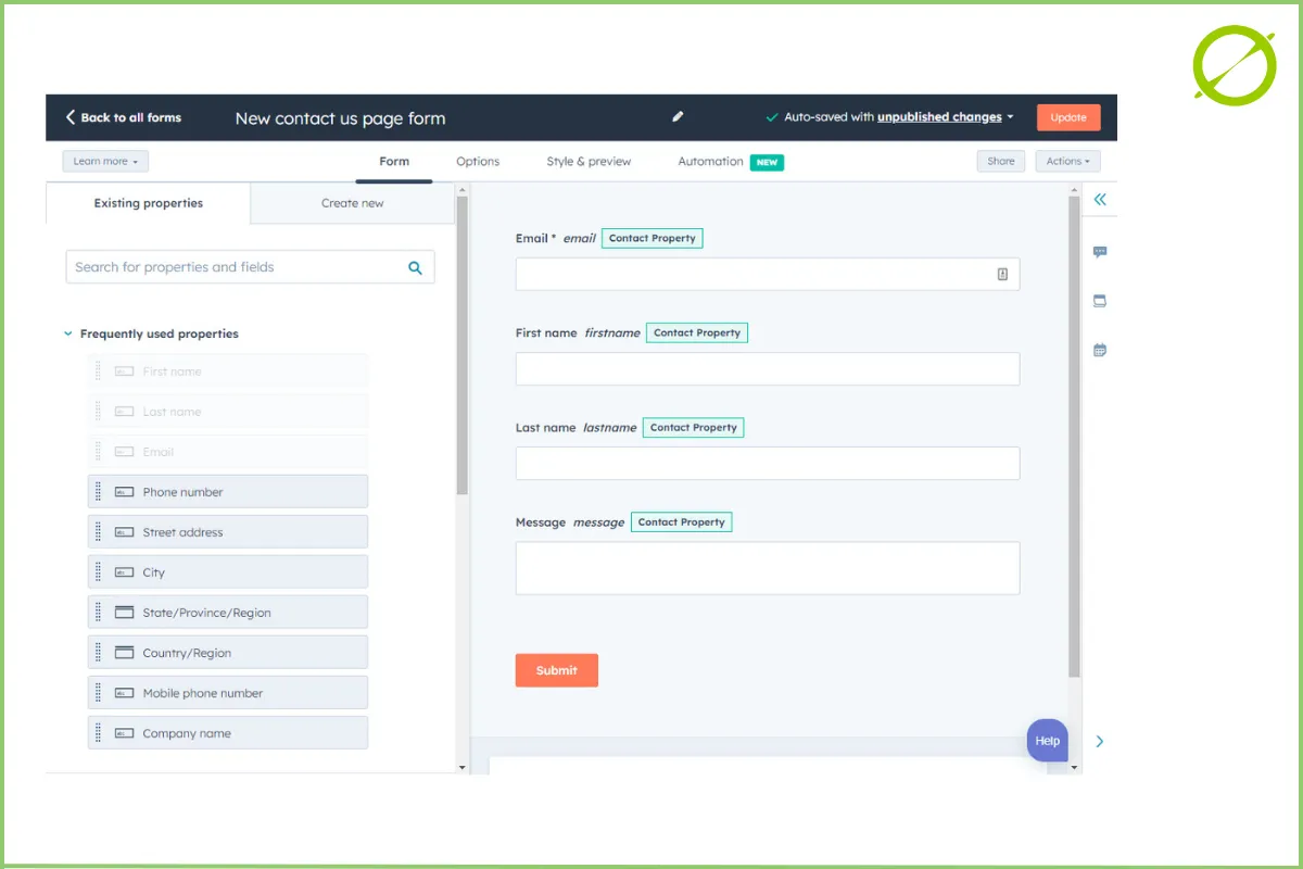 Formularios web - ejemplo de hubspot | ZeroMoment