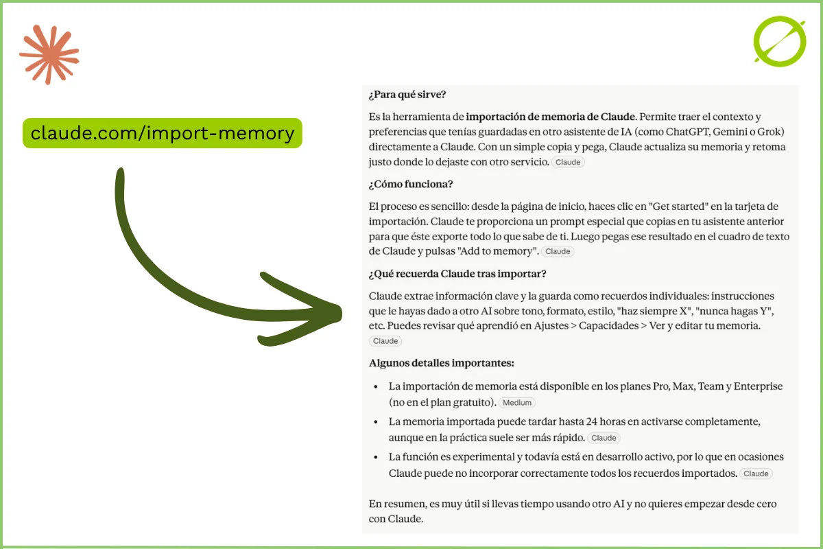 Importar memoria de otras IAs en Claude | ZeroMoment Marketing