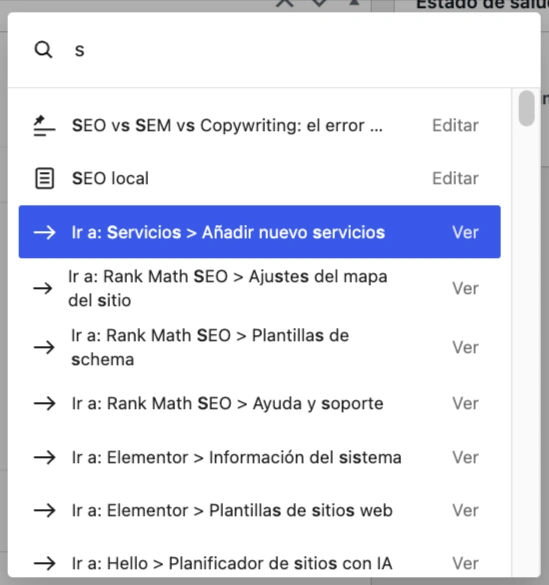 Paleta de comandos