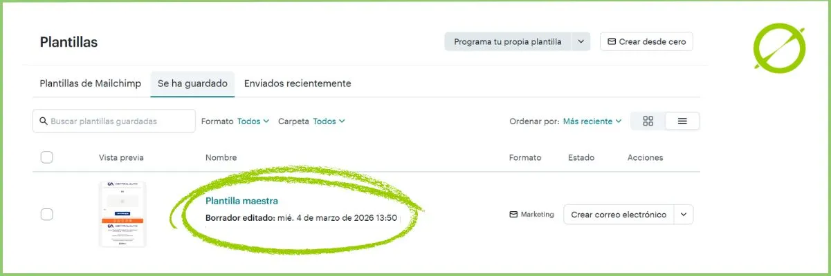 PLantilla maestra en mailchim | ZeroMoment
