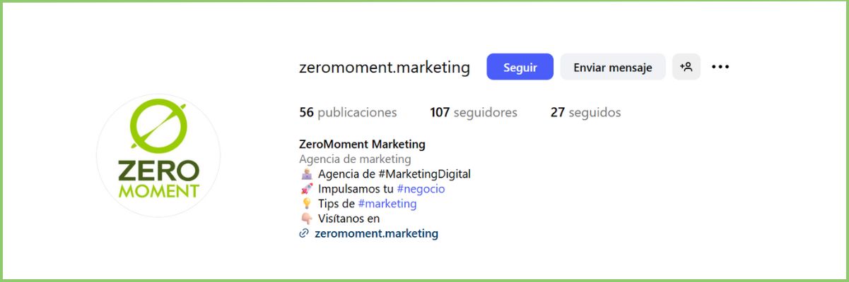 SEO en Instagram BIO | ZeroMoment