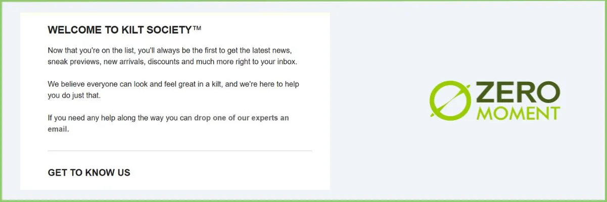 Usuarios recurrentes con email marketing Kilt Society | Zeromoment